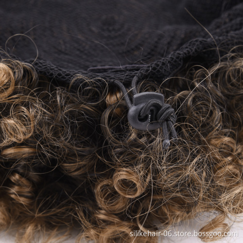 Cheap 14inch Cosplay Black Brown African Fluffy Short Wrap Hair Headband Pre-attached Scarf Afro Kinky Curly Synthetic Wigs